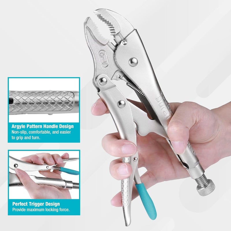 DURATECH 10-Inch Locking Pliers, Premium Cr-V Construction, Curved Jaw Locking Pliers with Wire Cutter, Fit for Clamping Twisting Welding - Image 5